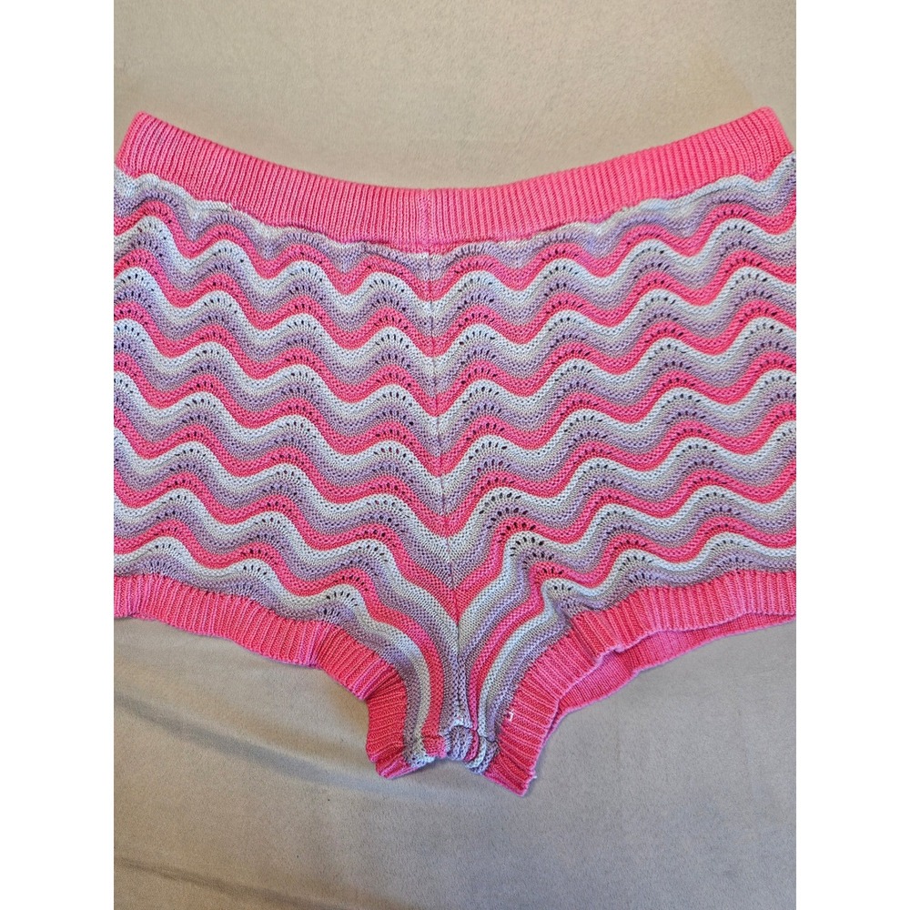 No‎ Boundaries Knit Shorts Womens XXL 20 Pink Multi Chevron Retro Festival Boho